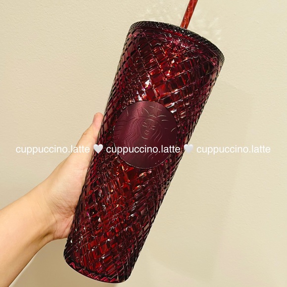 🍷NWT❤️Starbucks 2022 Holiday ‘Merlot’ Wine Burgundy Red Jeweled Venti Tumbler - Picture 7 of 10